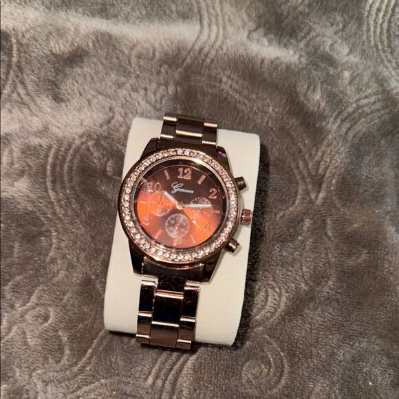 Geneva Rose Gold Women's Watch with Orange Dial - Picture 2 of 8